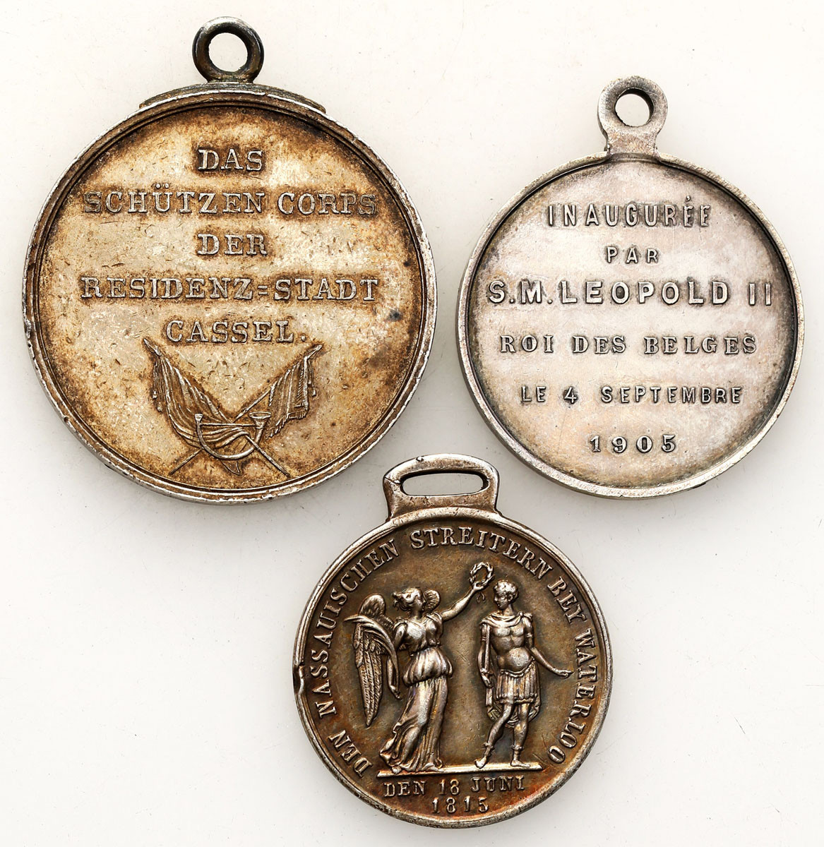 Niemcy, Belgia. Medale, zestaw 3 sztuk, srebro